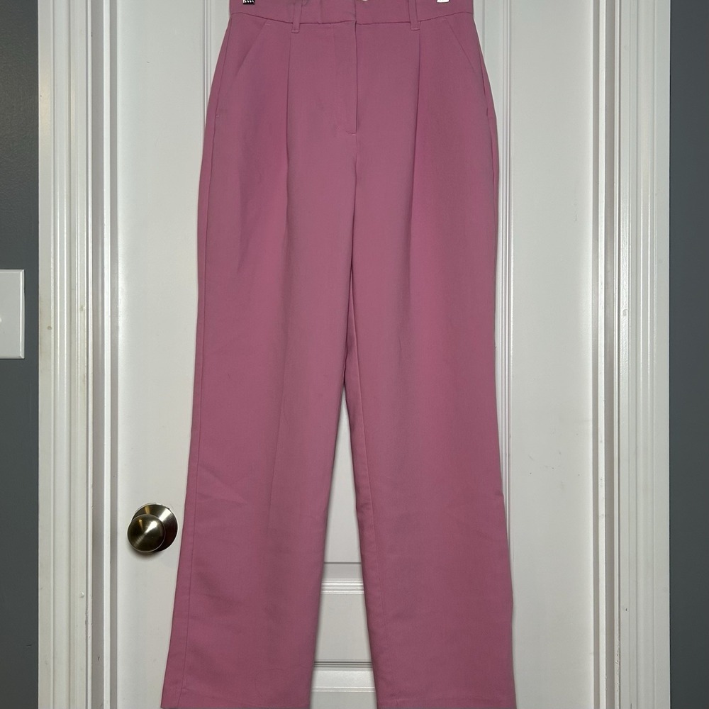 Abercrombie & Fitch Pink Curve Love High Rise Wide Leg Sloane Tailored Pants